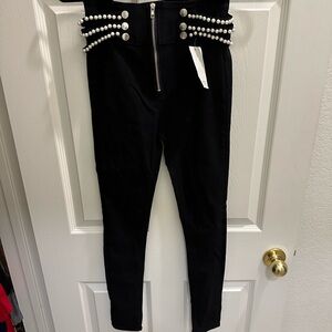 Stylish Black Women's Pearl detail Jeans Small